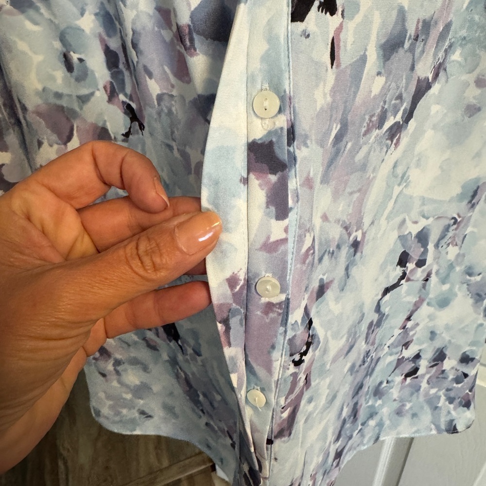 NYDJ Women's Abstract Blouse - Blue and Purple - Picture 2 of 8